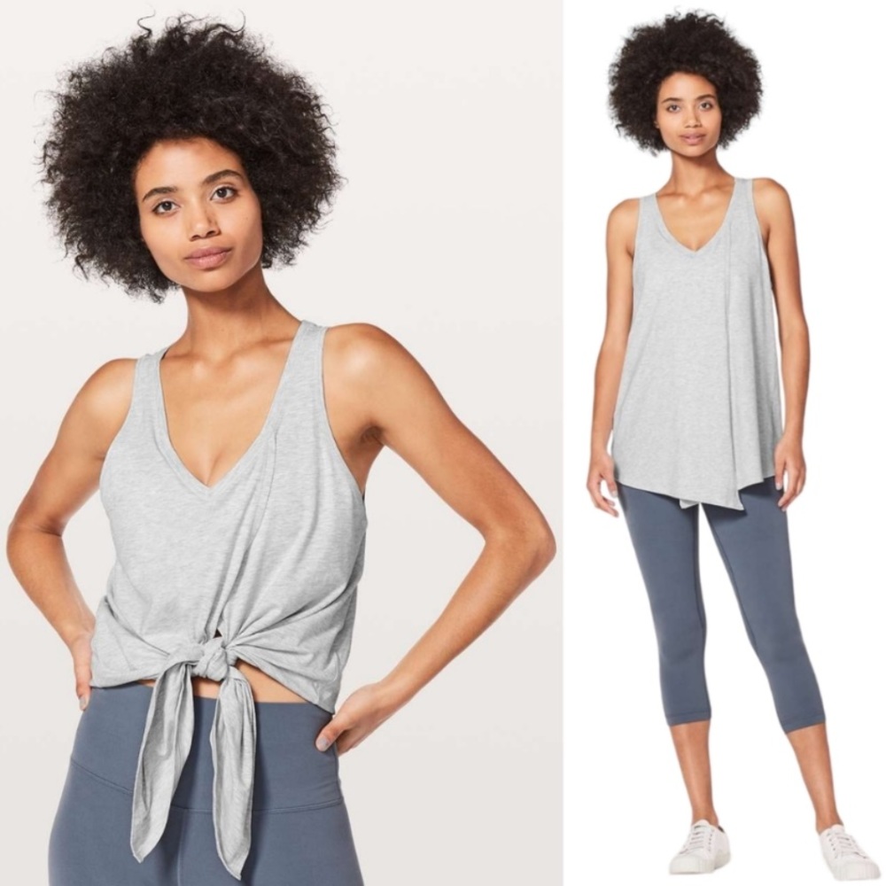 Lululemon Heathered Core Ultra Light Gray Knot a Problem Tank Top